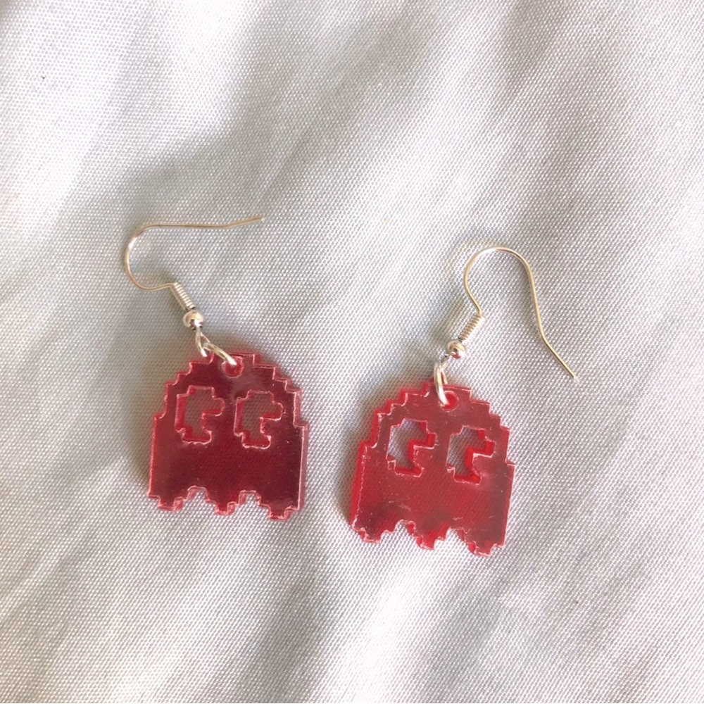 Jewelry - Pac-Man Ghost Earrings Red